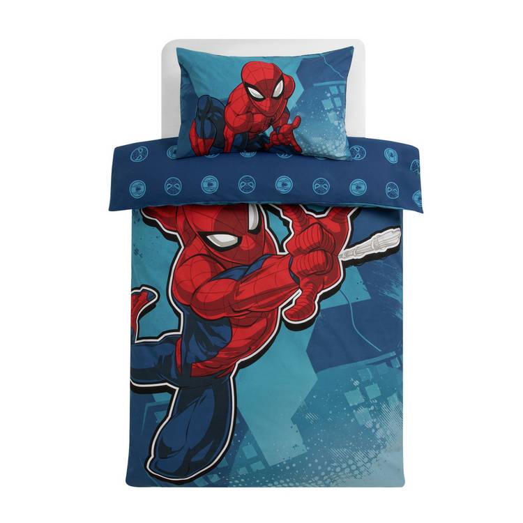 Disney Spiderman kids bedding set blue red single, imported from the UK