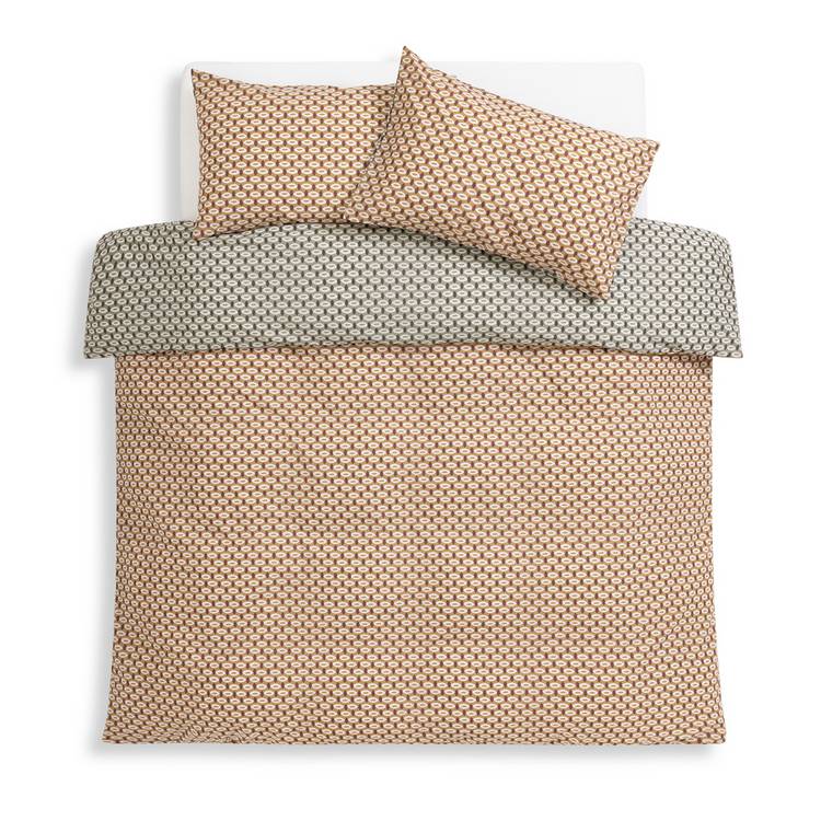 Habitat reversible bedding set single size orange olive - British product