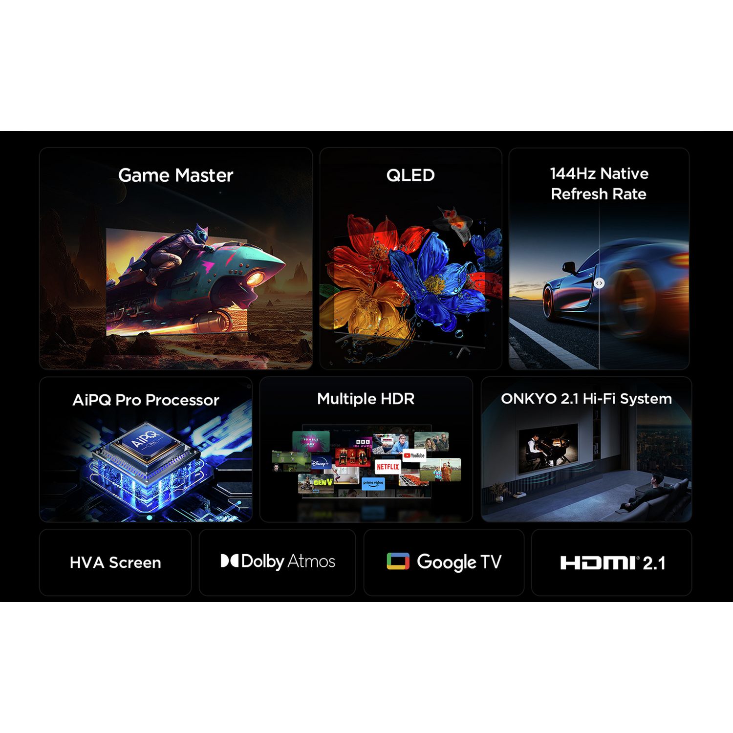 TCL Smart TV QLED 4K HDR 65 inch, imported from the UK