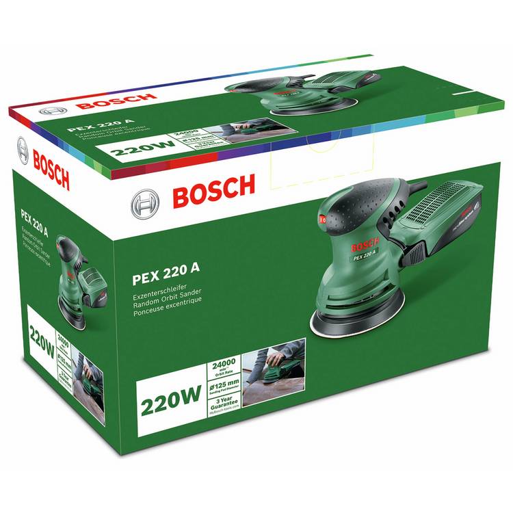Bosch corded random orbit sander PEX 220 A 220W, imported from the UK