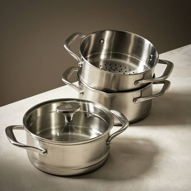 Habitat 3-tier brushed stainless steel steamer, UK version
