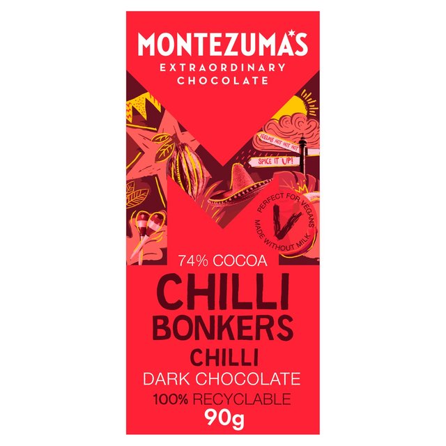 Montezuma's Chilli Bonkers Dark Organic Chocolate Bar   90g