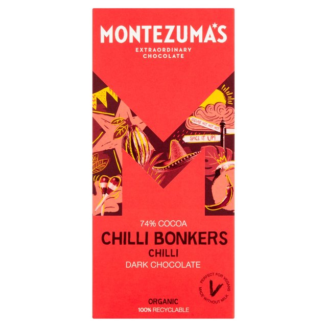 Montezuma's Chilli Bonkers Dark Organic Chocolate Bar   90g GOODS M&S   