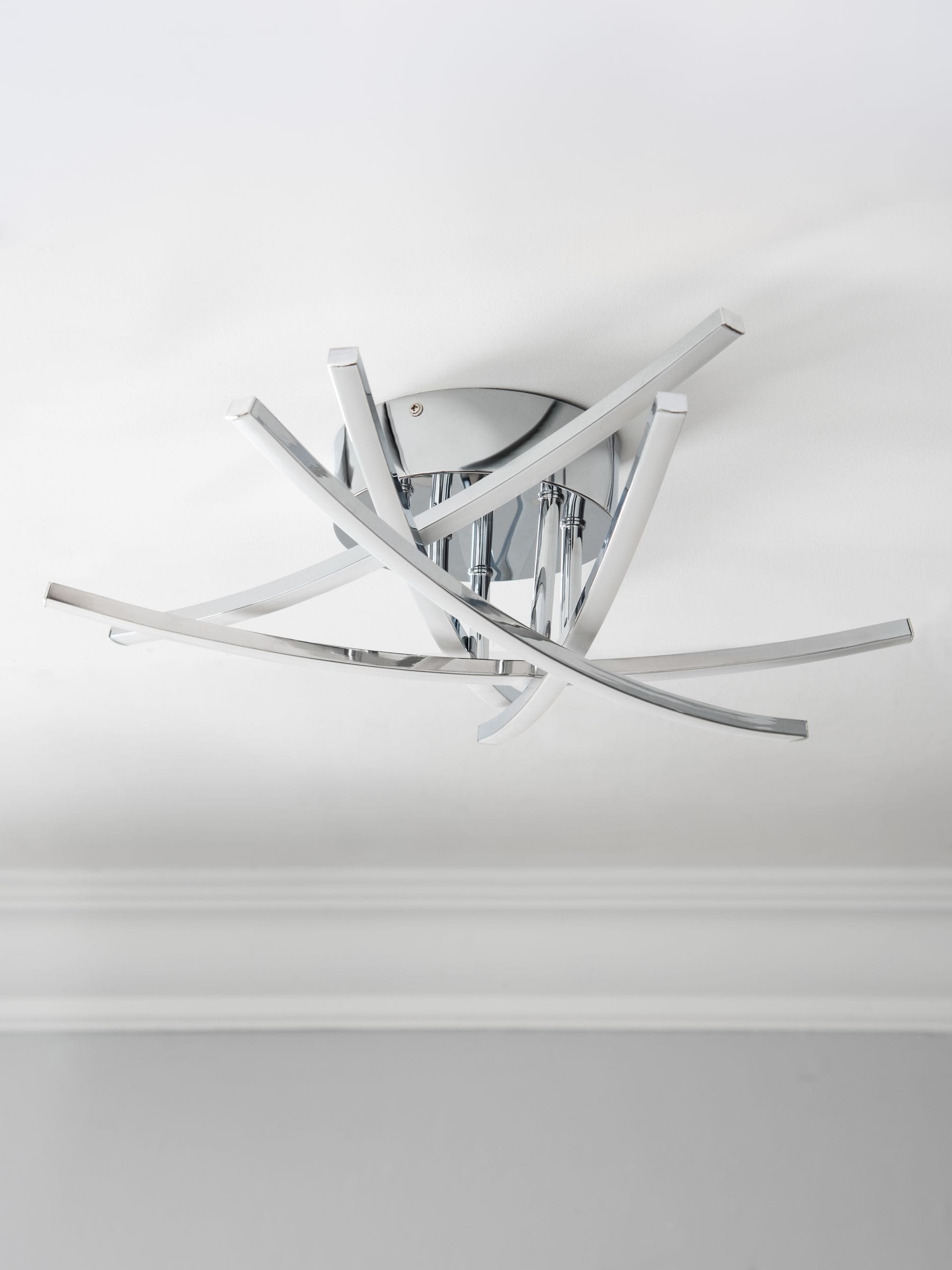 Amari chrome 5 arm flush ceiling light, UK version
