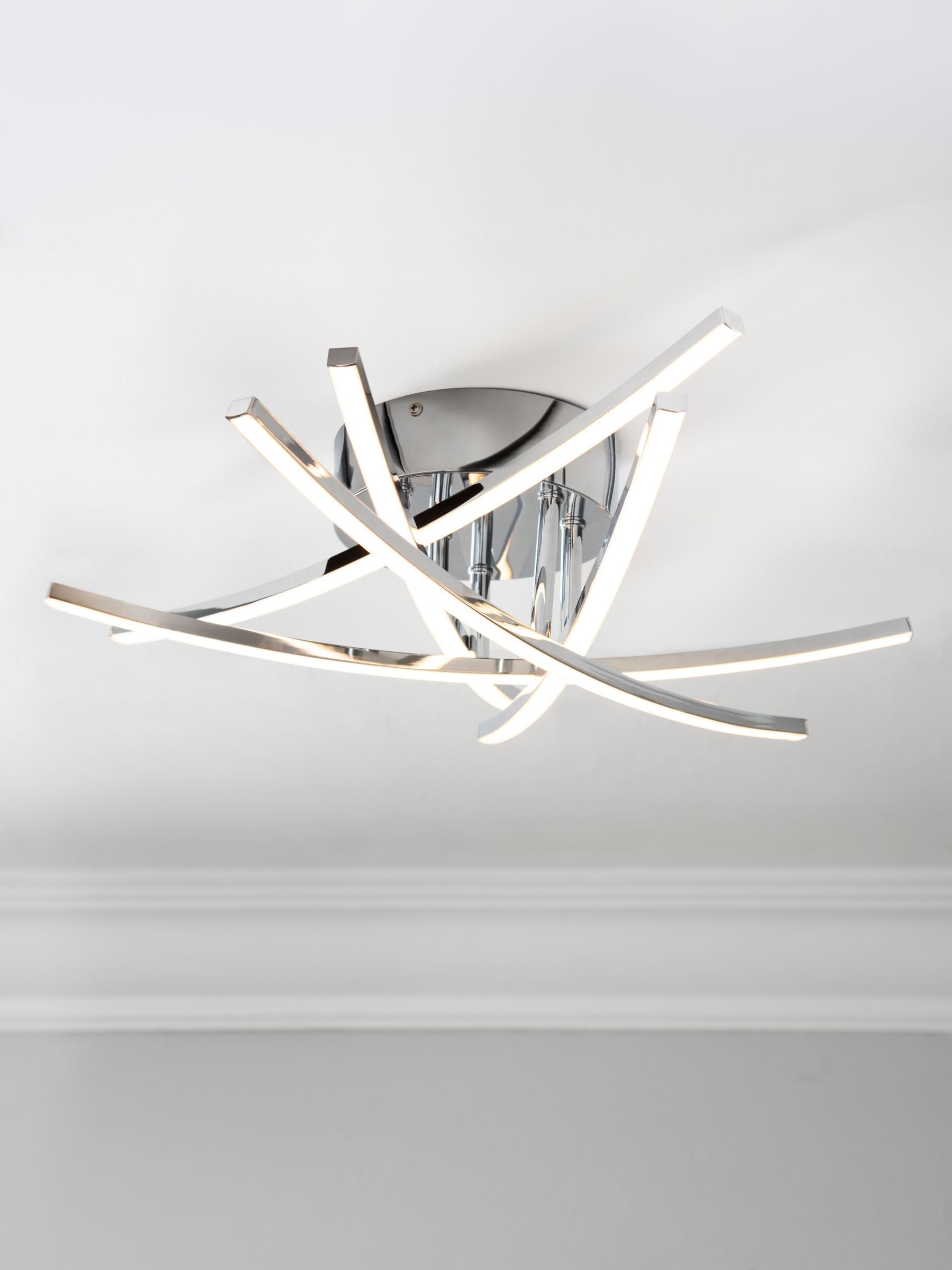 Amari chrome 5 arm flush ceiling light, UK version