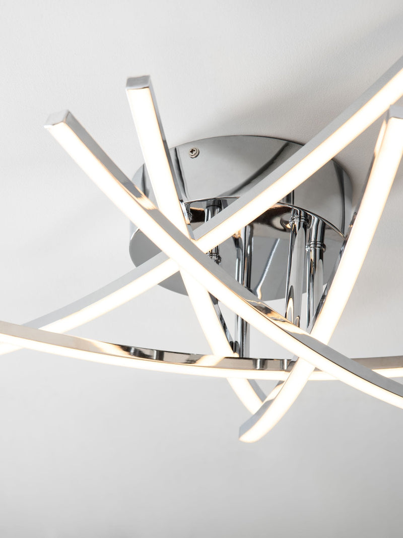 Amari chrome 5 arm flush ceiling light, UK version