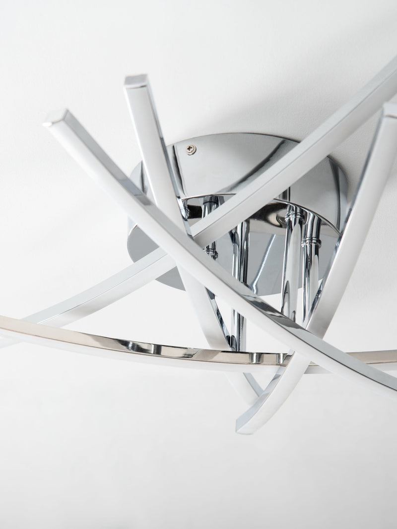 Amari chrome 5 arm flush ceiling light, UK version