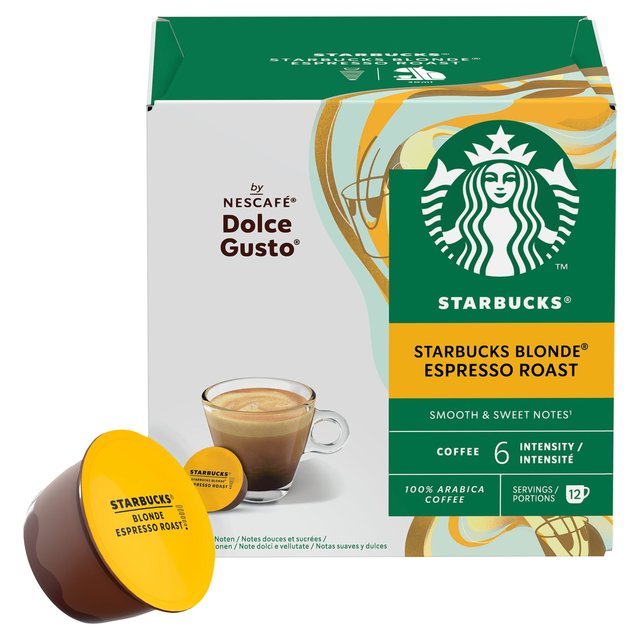 STARBUCKS Blonde Espresso Roast Coffee Pods by NESCAFE Dolce Gusto   12 per pack GOODS M&S   