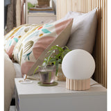 Habitat Ribbed Globe Table Lamp - White & Natural