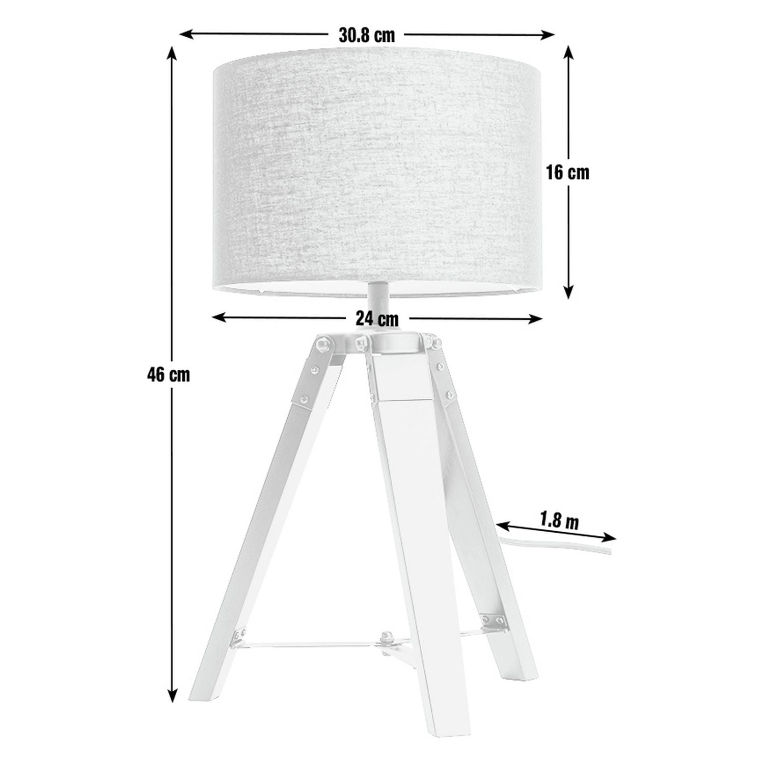 Argos Home Lyle Wooden 46cm Tripod Table Lamp - Black