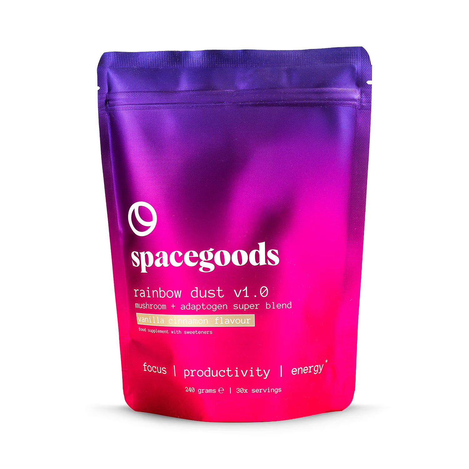 Spacegoods Rainbow Dust vanilla cinnamon superfood powder 240g - British product