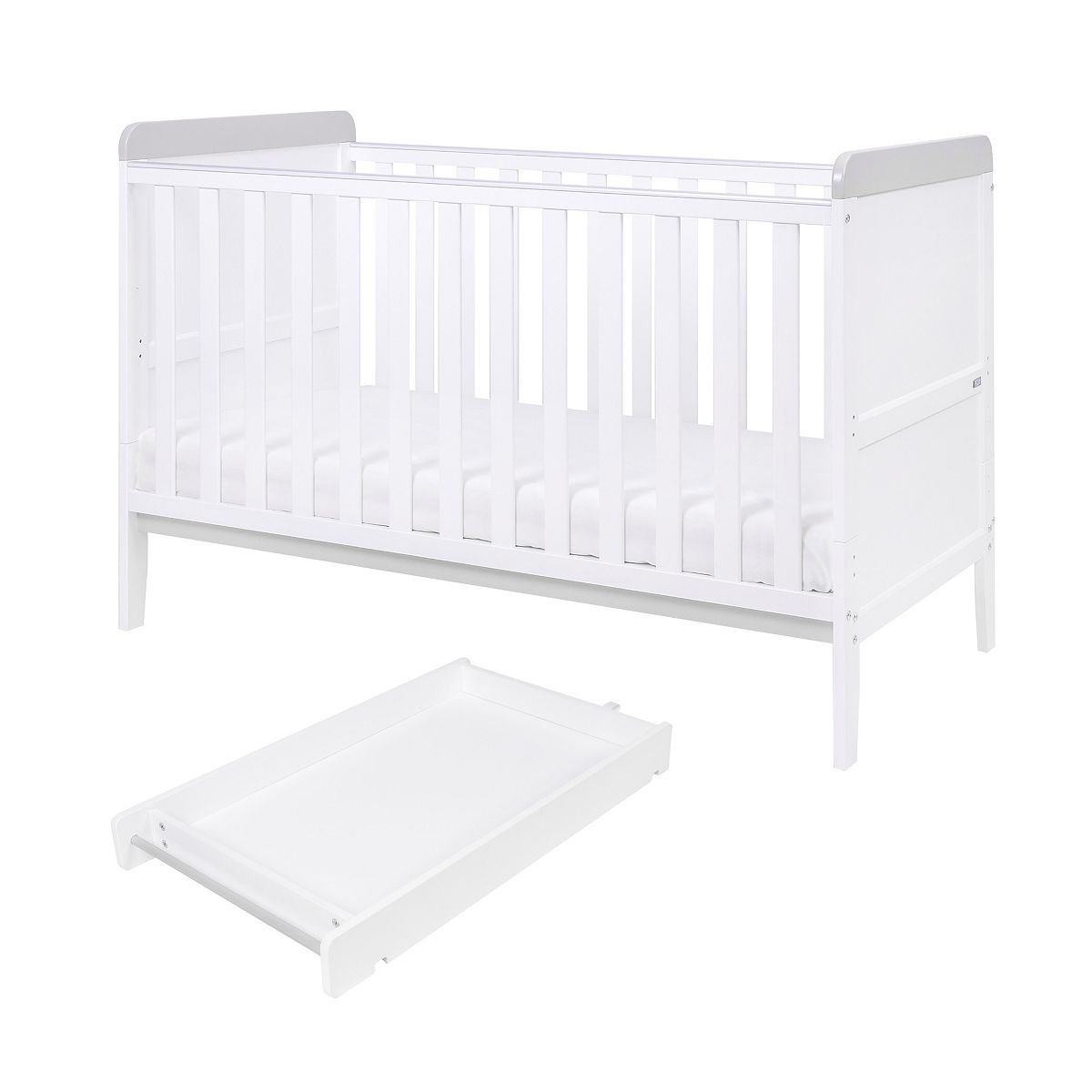 Tutti Bambini Rio Cot Bed with Cot Top Changer & Mattress - White/Dove Grey GOODS Boots   