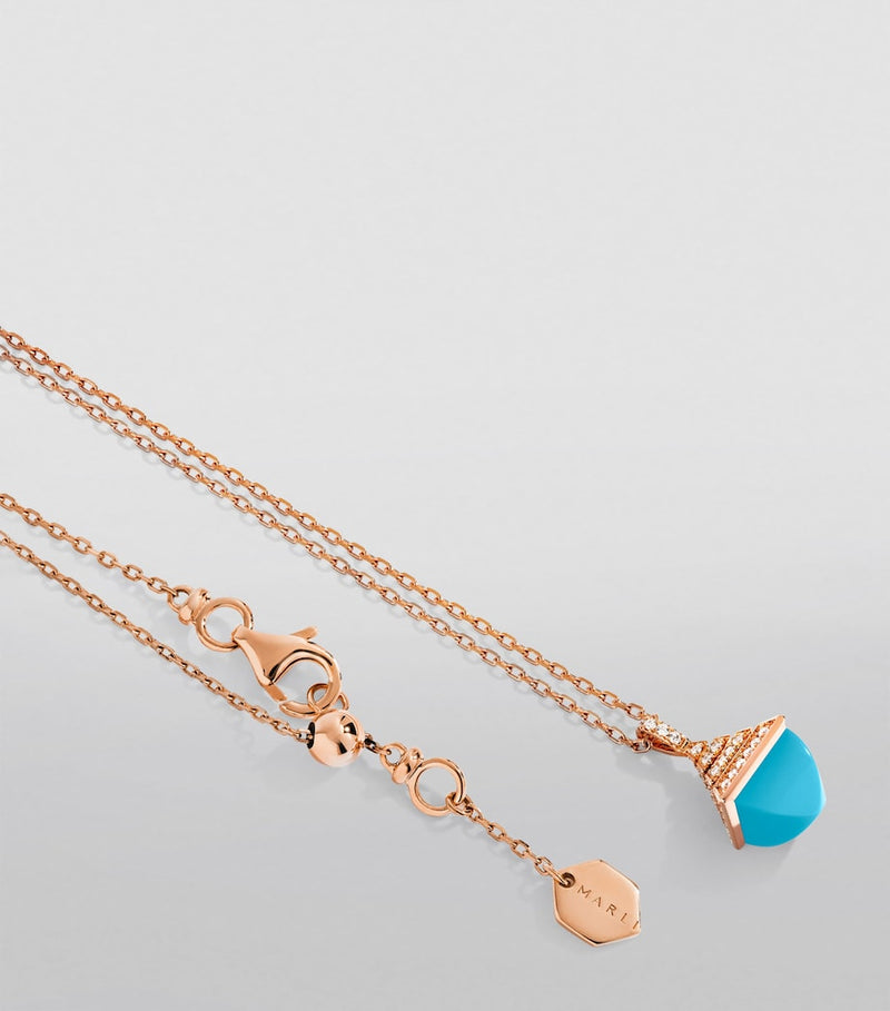Marli New York rose gold diamond turquoise pendant, UK version