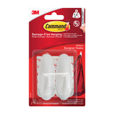 Command Designer Hooks Medium 17081 White 2 Hooks + 4 Strips DIY ASDA   