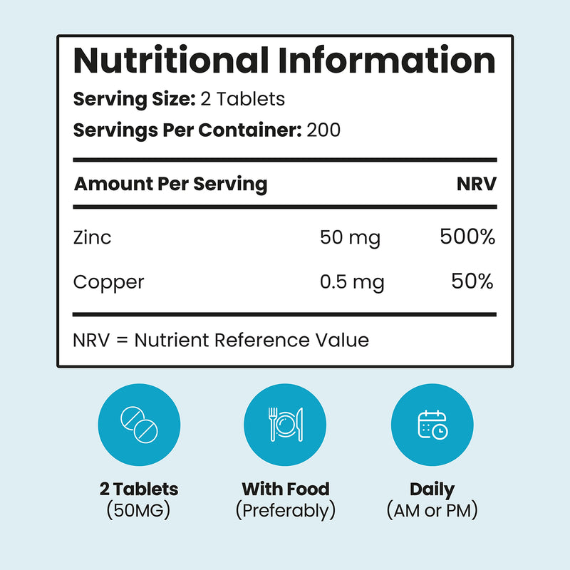 VitaBright Zinc Bisglycinate with Copper supplement 400 tablets, UK version