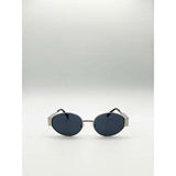 SVNX sunglasses silver grey rounded oval metal frame - British product
