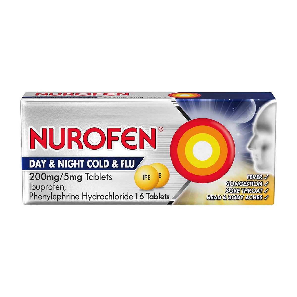 Nurofen Day/Night Cold & Flu Relief Ibuprofen 200mg/5mg Tablets 16s GOODS Boots   