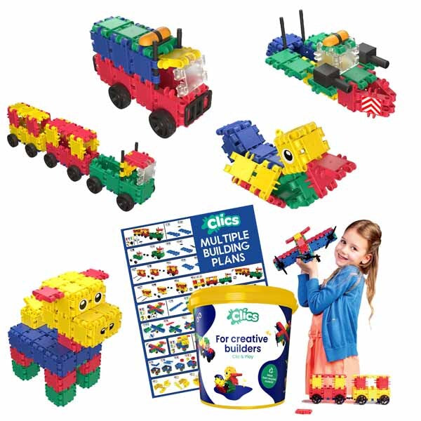 CLICS construction toy bucket 8 in 1 160 piece, imported from the UK