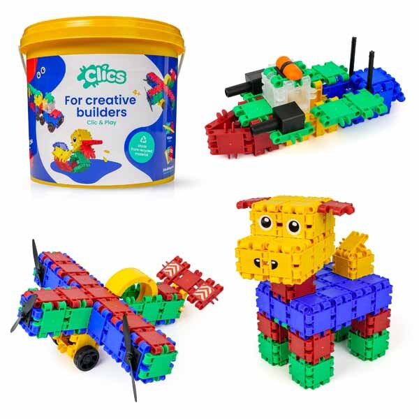 CLICS construction toy bucket 8 in 1 160 piece, imported from the UK