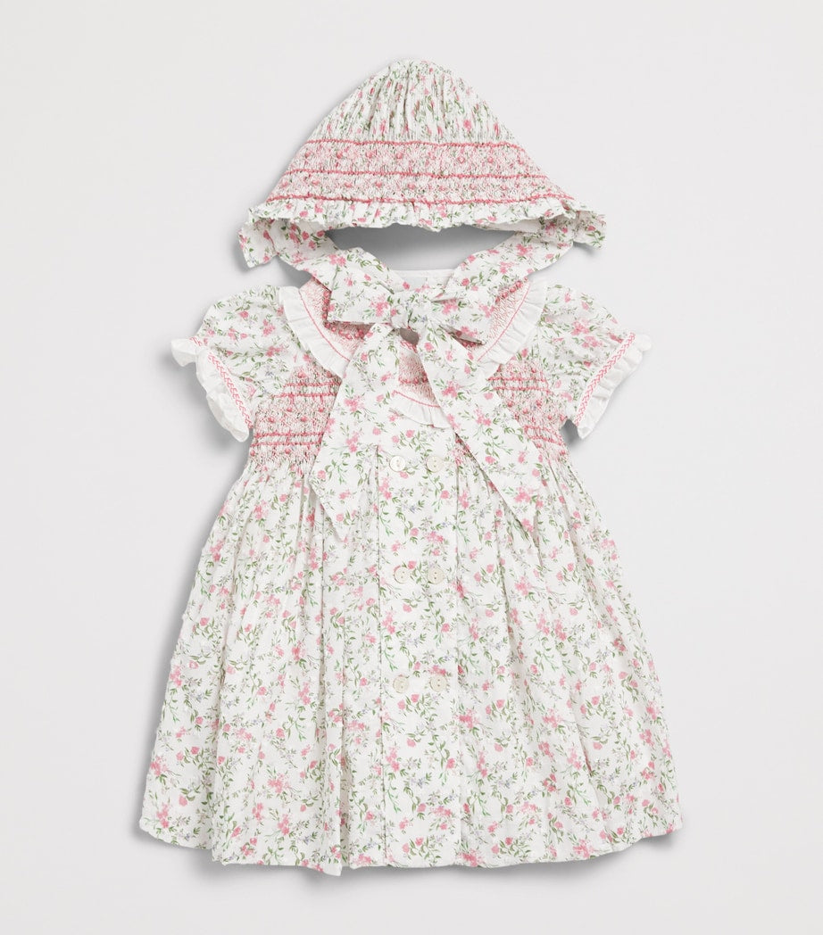 Pepa London cotton hand-smocked floral bonnet (British brand)