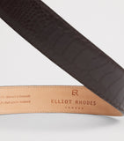 Elliot Rhodes ostrich leg leather belt with mottled detailing (British brand)
