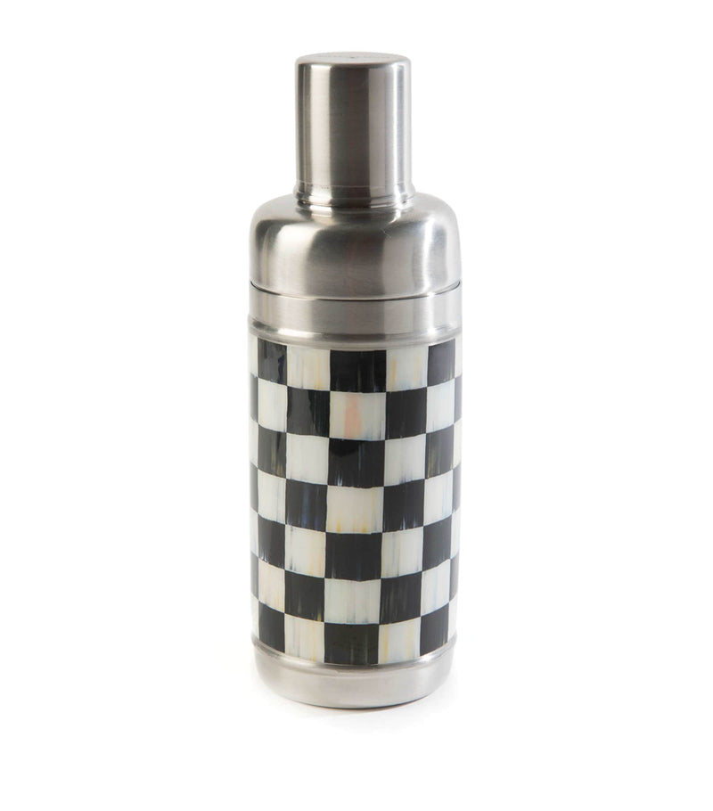 MacKenzie-Childs Courtly Check cocktail shaker, imported from the UK