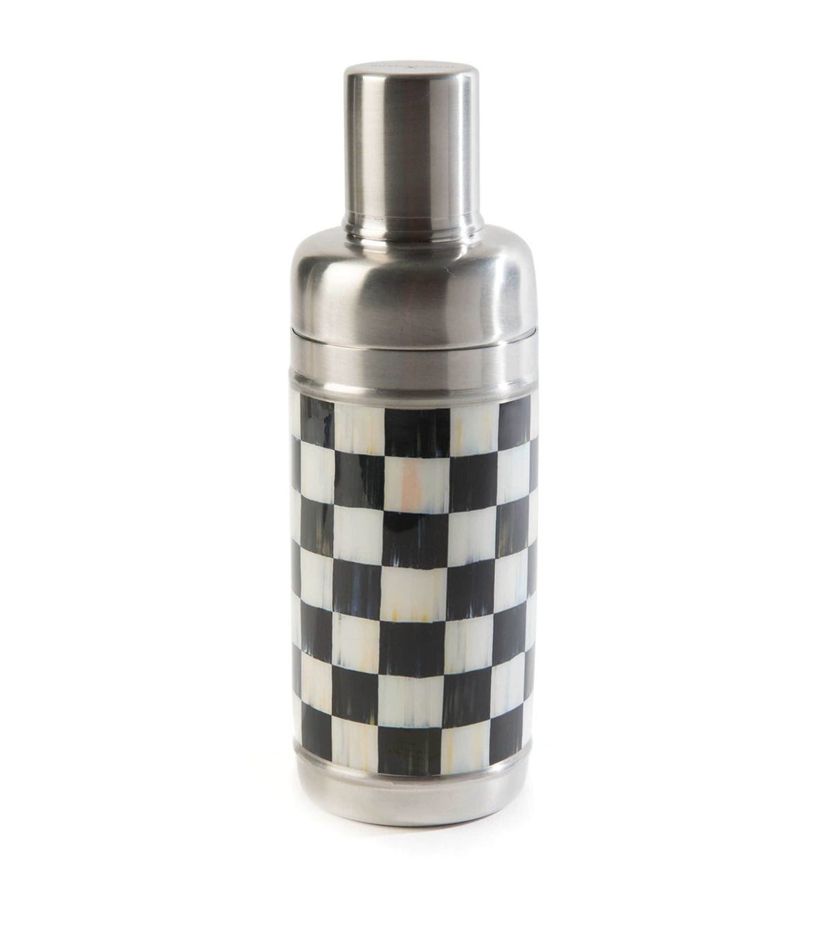 MacKenzie-Childs Courtly Check cocktail shaker, imported from the UK