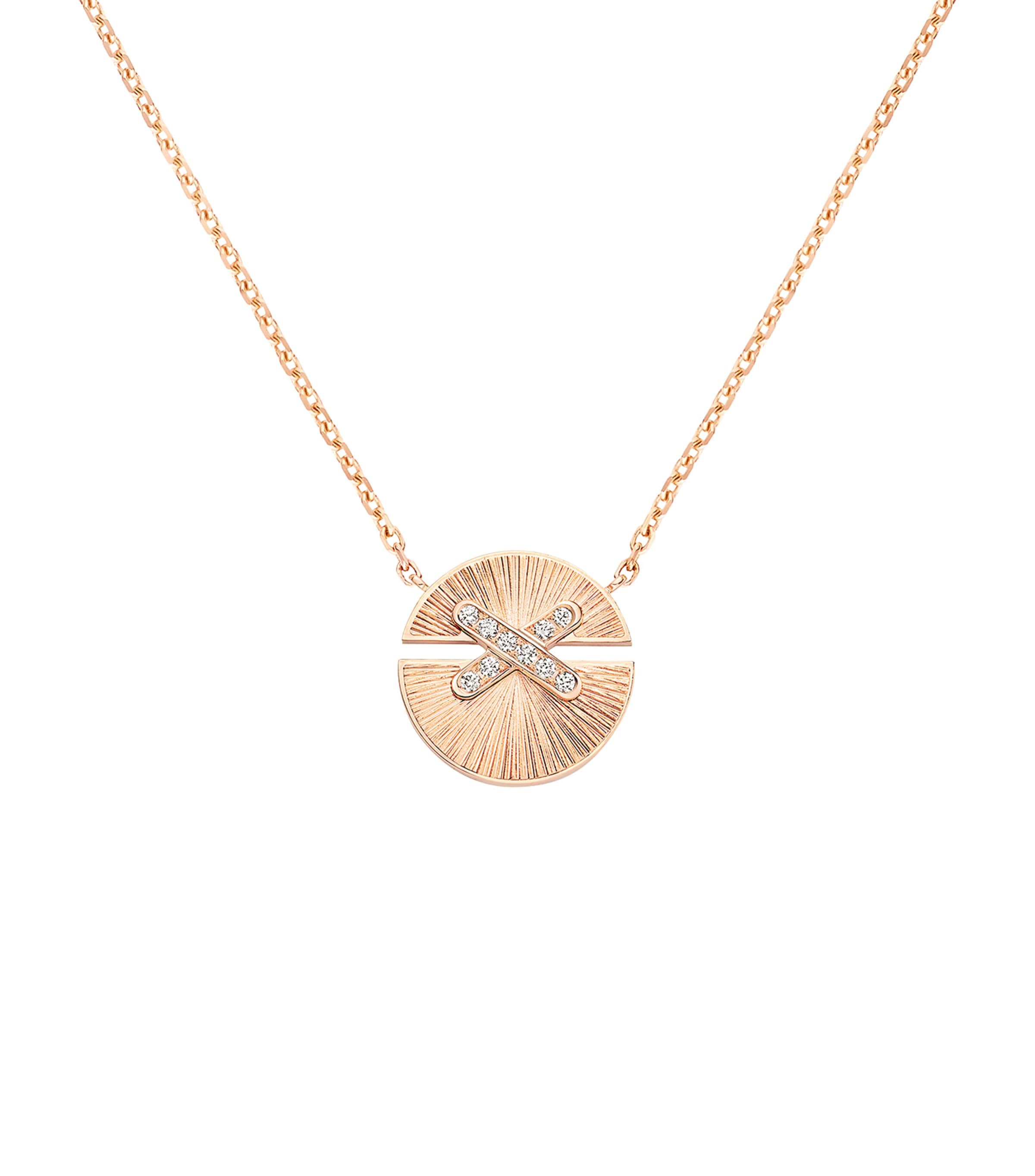 Chaumet small rose gold diamond pendant necklace (British brand)