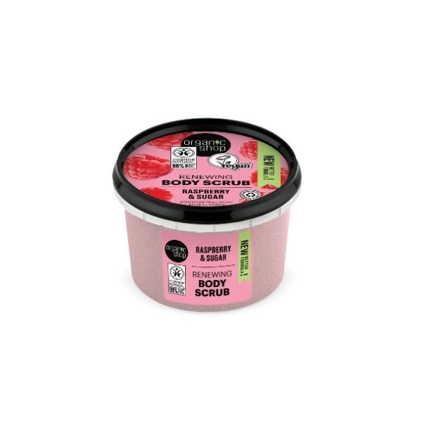 Organic Shop raspberry body scrub 250ml, imported from the UK