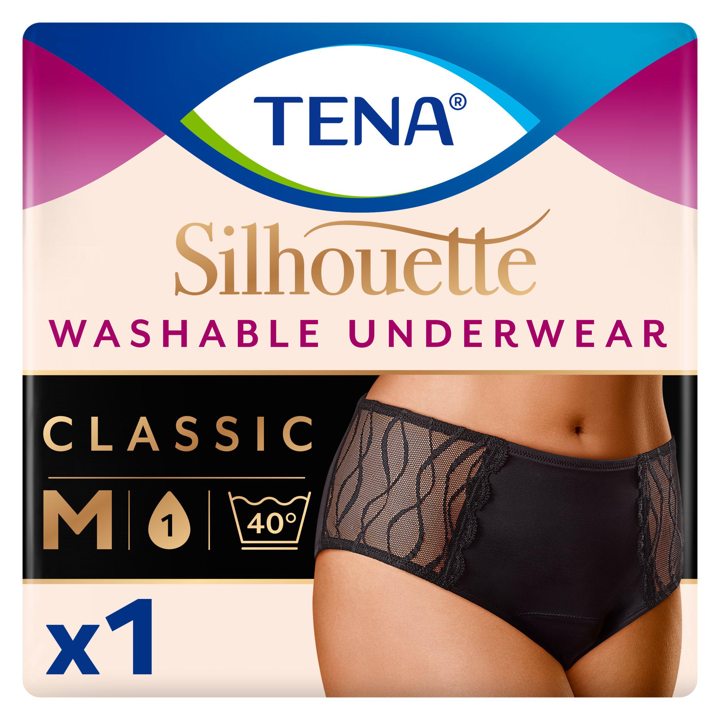 TENA Silhouette Washable Absorbent Underwear Classic Black M GOODS Sainsburys   