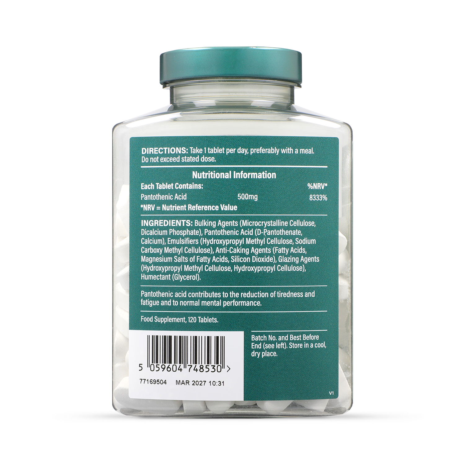 Holland & Barrett Vitamin B5 500mg 120 Tablets, UK version