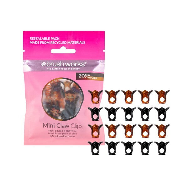 Brushworks mini claw clips black brown 20 pack - British product