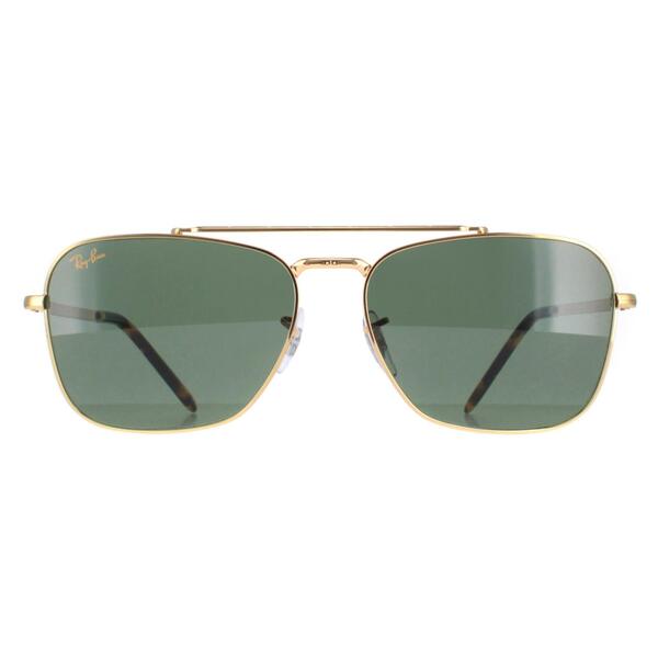 Ray-Ban New Caravan gold sunglasses with green lenses, UK version