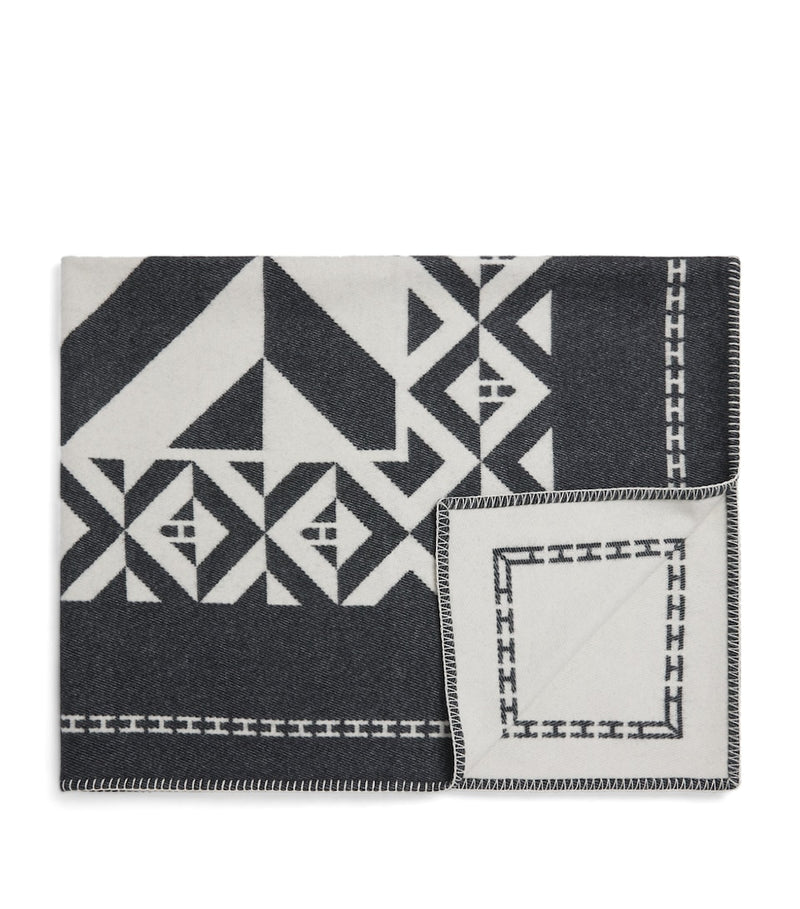 Exclusive Cashmere and Wool Throw with Geometric Pattern