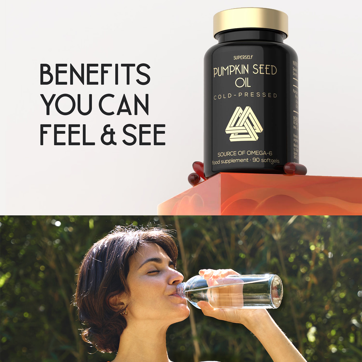 SuperSelf pumpkin seed oil supplement 3000mg 90 softgels, imported from the UK