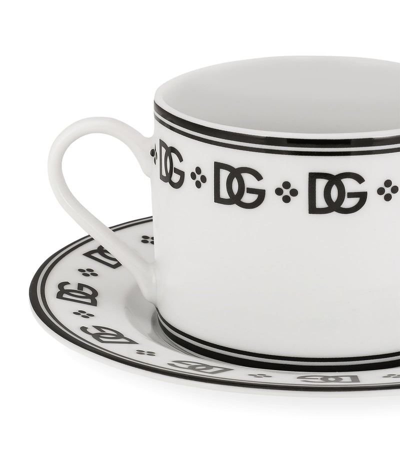 Dolce&Gabbana porcelain teacups and saucers with DG monogram, set of two - British product