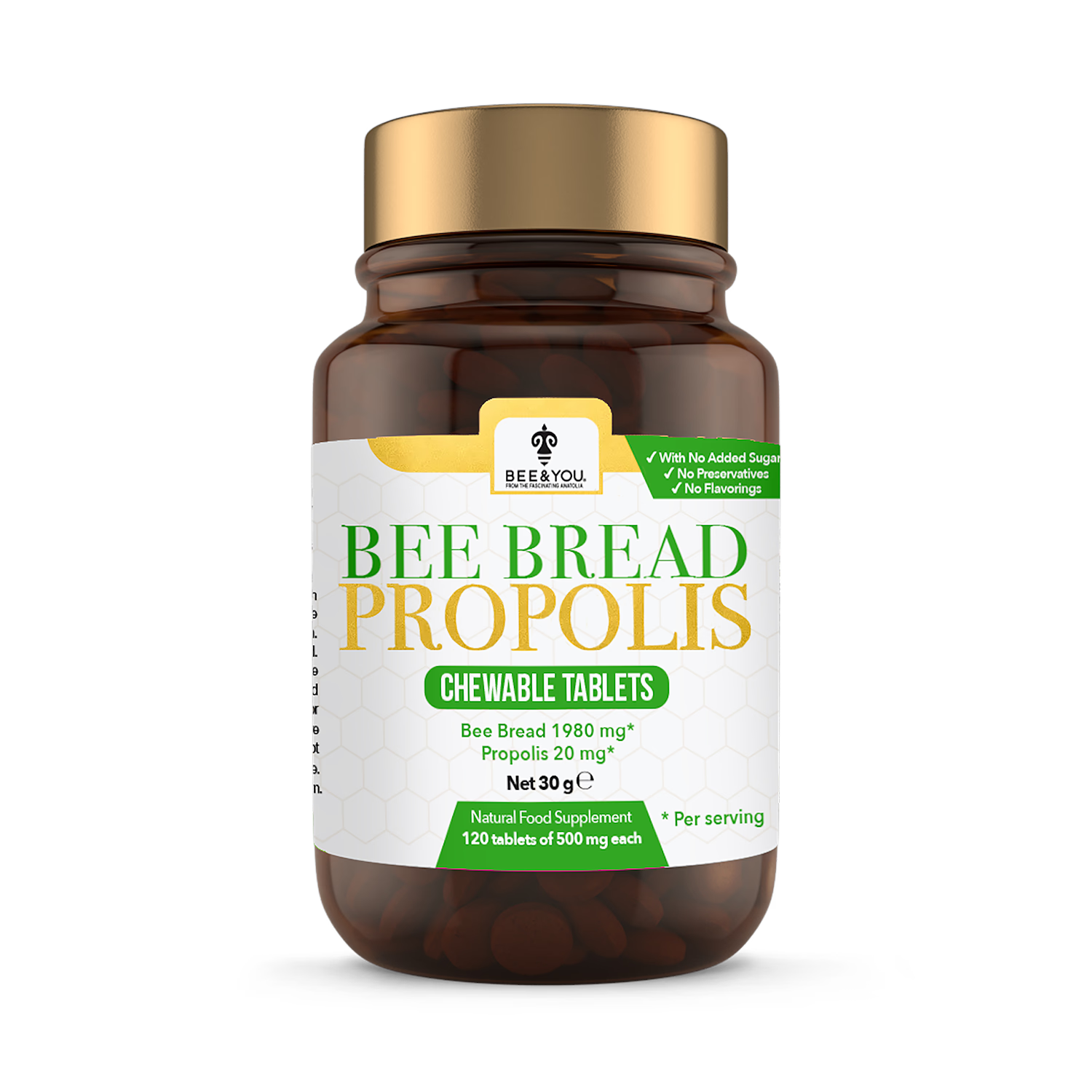 BEE&YOU Bee Bread Tablets 60g, imported from the UK