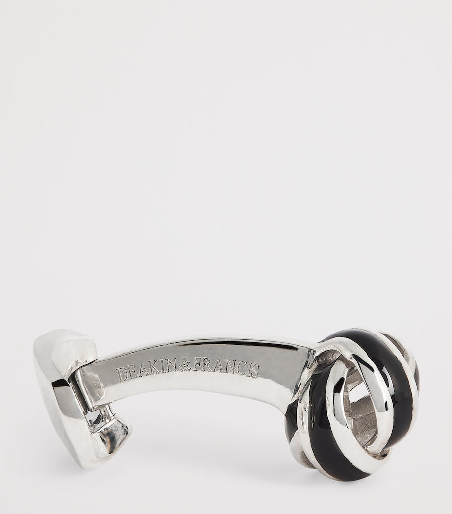 Deakin & Francis sterling silver and enamel knot cufflinks - British product