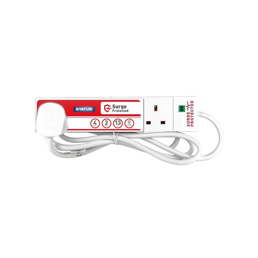 Status 4 Socket 2 Metre Surge Protected Extension Lead 13 Amp