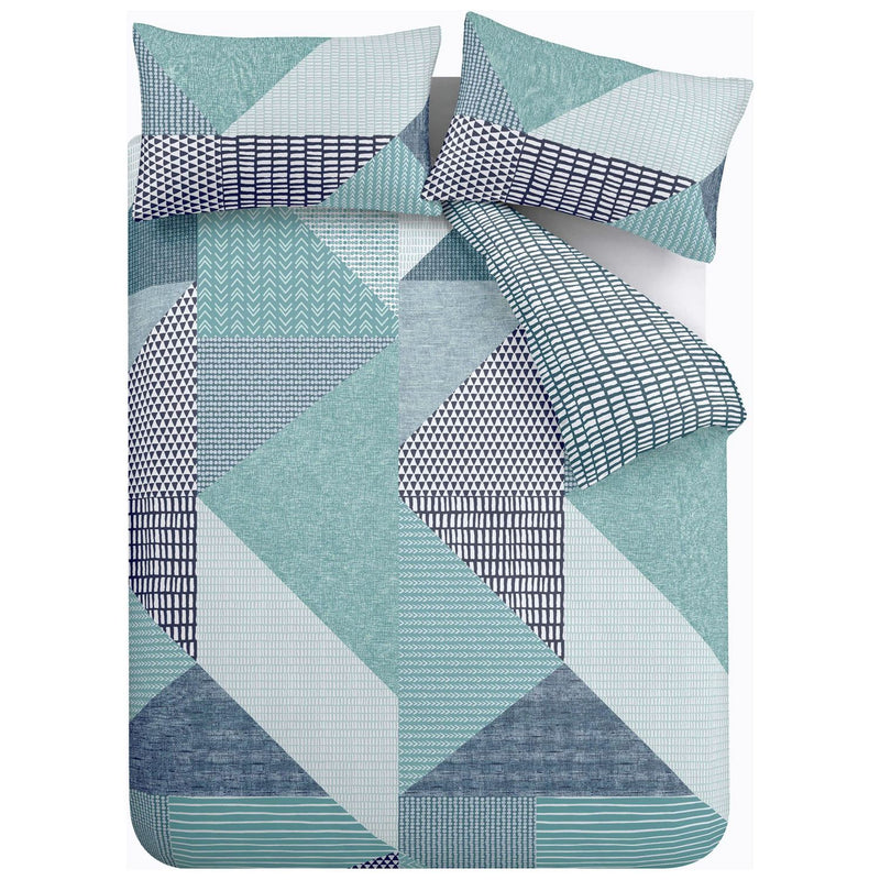 Catherine Lansfield Geometric Shapes Teal Bedding Set- King