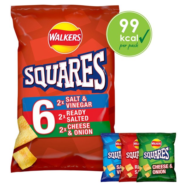 Walkers Squares Variety Multipack Snacks   6 per pack