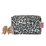 Vintage Leopard Print quilted cosmetic bag, imported from the UK