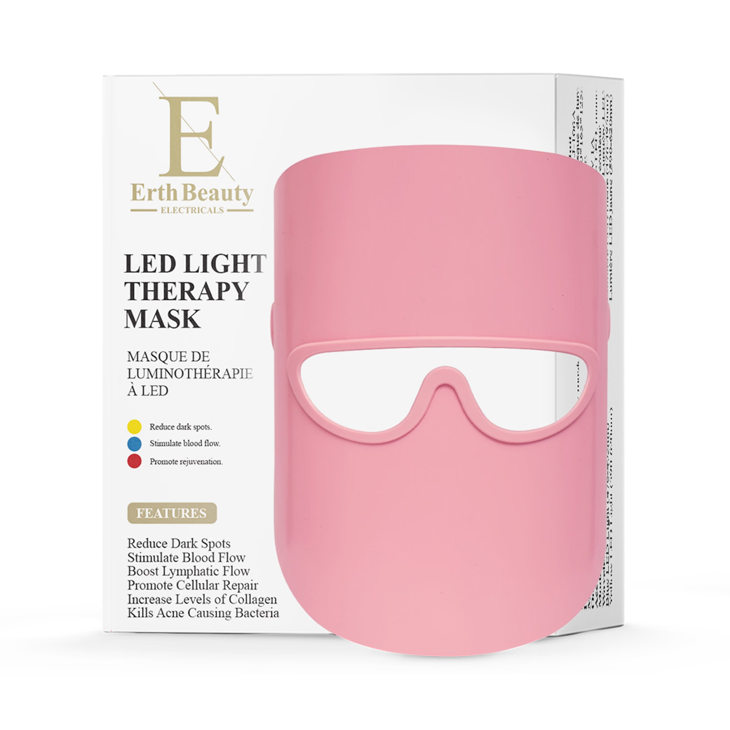 Erth Skin London LED light therapy mask Pink, imported from the UK