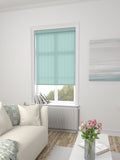 Mack aqua blue roller blind woven stripe fabric - British product