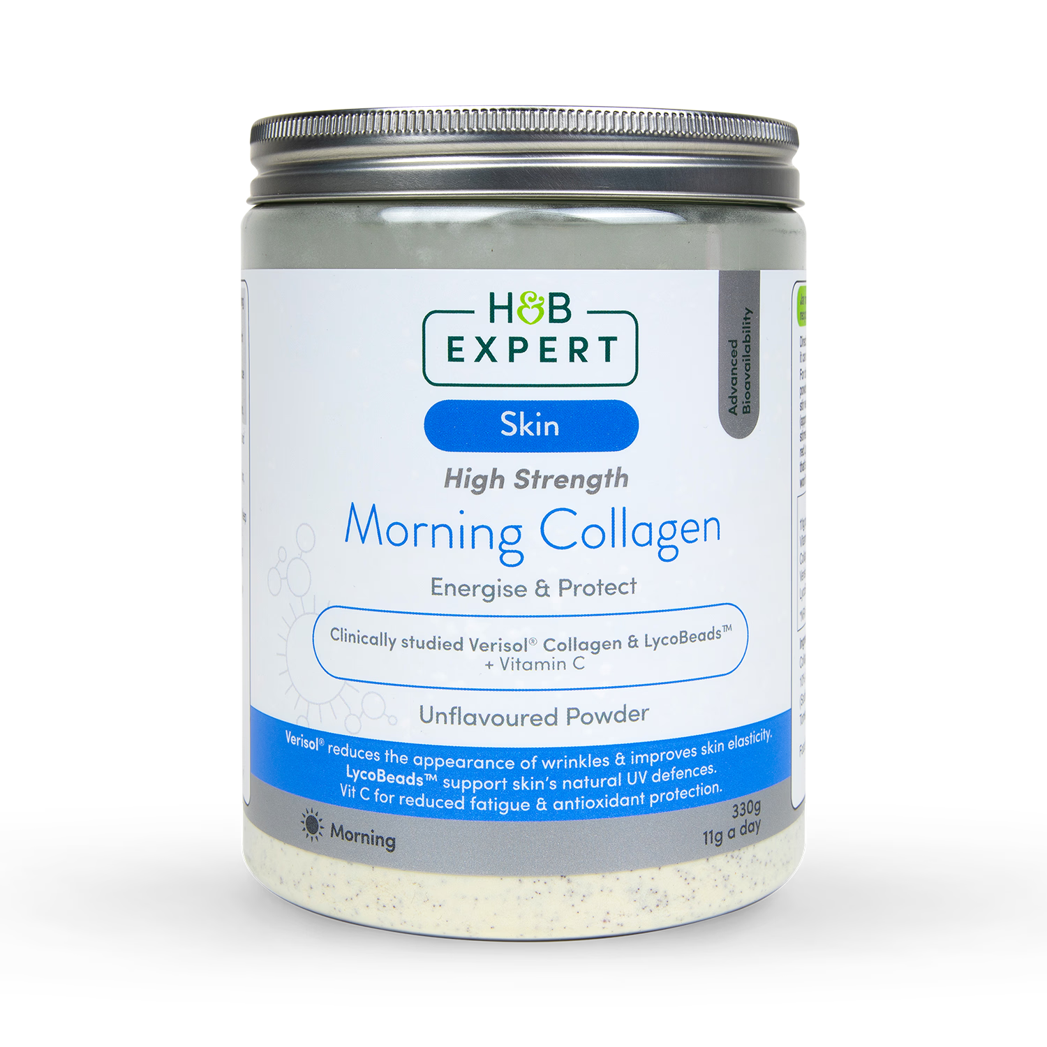 Holland & Barrett Expert Morning Collagen unflavoured powder 330g, UK version