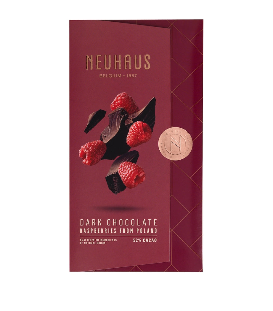 Neuhaus dark chocolate bar with raspberries 100g, imported from the UK