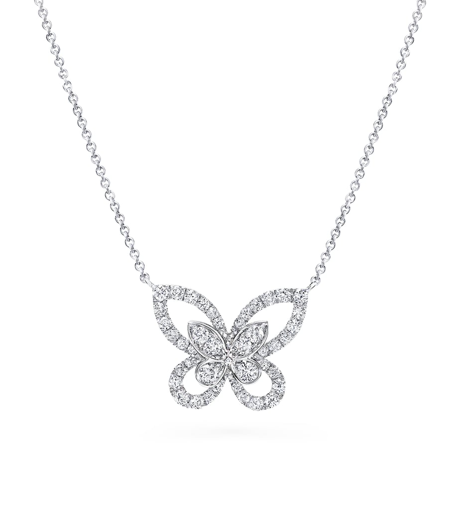 Graff white gold diamond mini butterfly necklace (British brand)