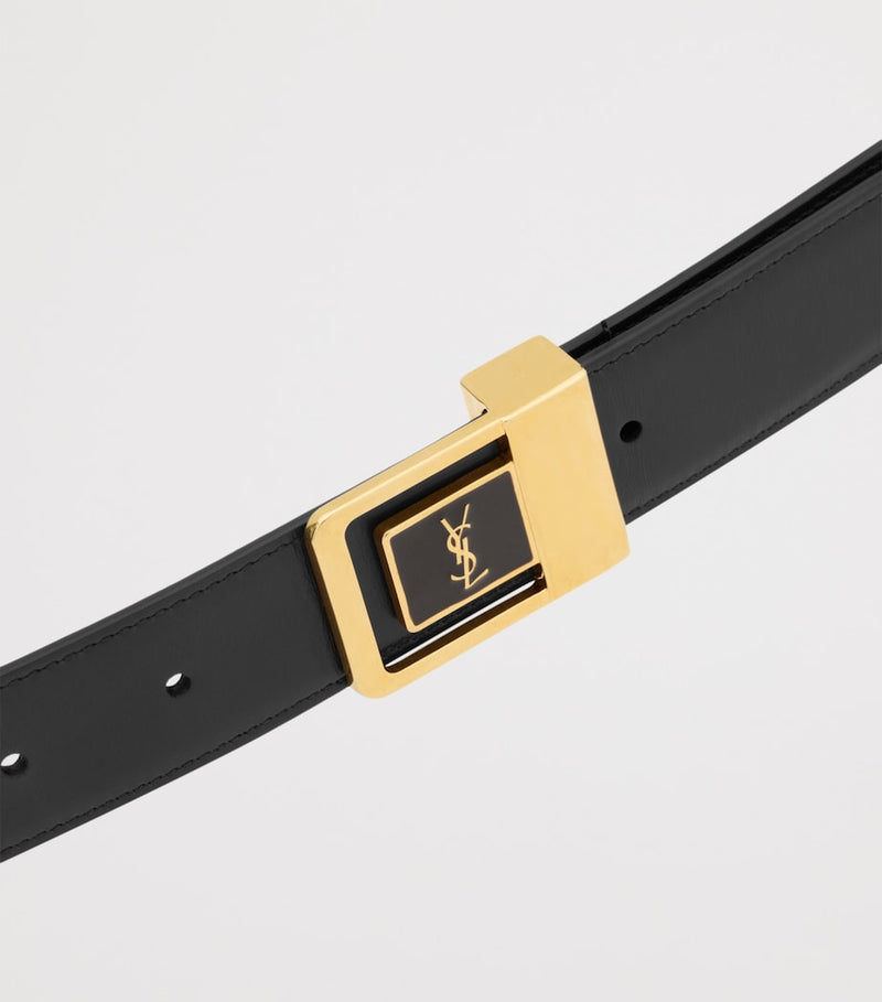 Saint Laurent leather logo belt 3cm width, UK version