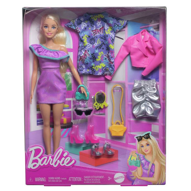 Barbie fashion doll 32cm with outfits and accessories - British product