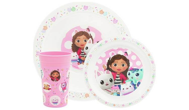 Gabby's Dollhouse Kids Plastic Dinner Set - Pink